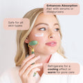 Jade Roller for Face - Smoothes Fine Lines & Wrinkles, Face Massager Skin Care Tools with Small Eye Roller for Puffy Eyes, De-Puffing & Firming Facial Tool, Self Care Gifts for Women