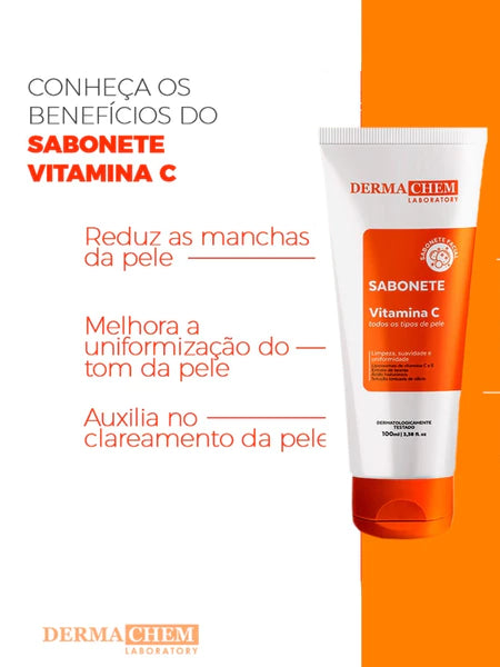 Kit Skincare Vitamina C Dermachem CHARM VITAL – Clareador Anti-Idade com Limpeza e Hidratação Completa